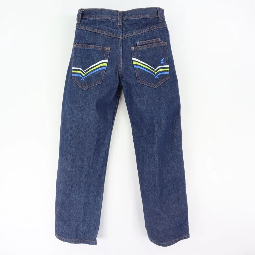 Rocawear Straight Jeans Original Fit Boys Sz 16 Blue Dark Wash Denim 100% Cotton
